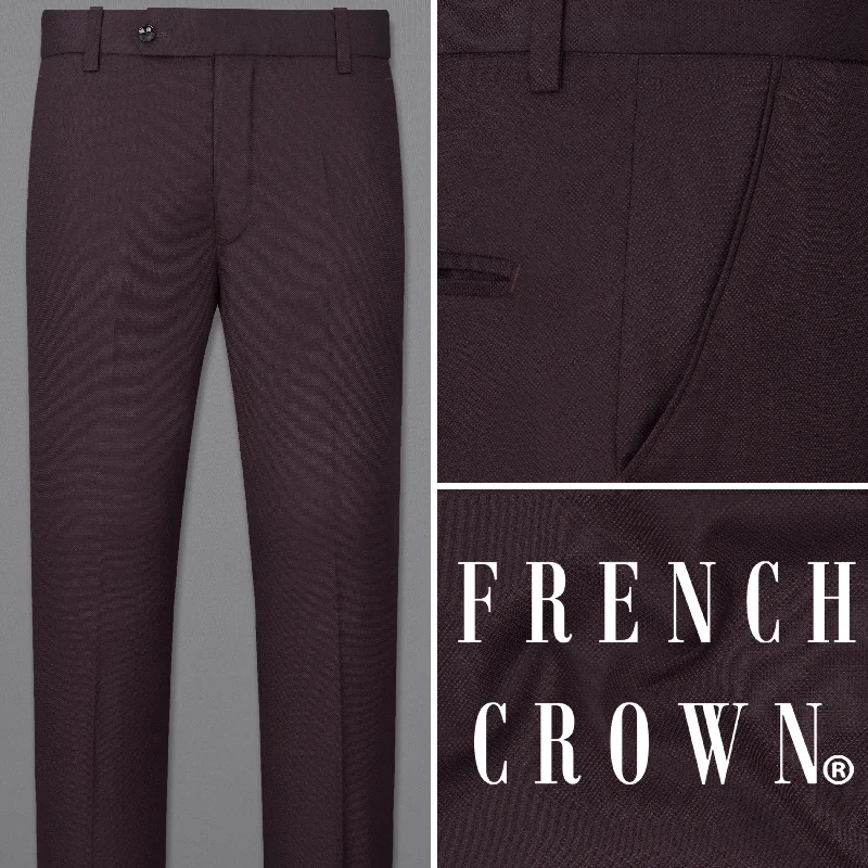 Plus Size Women's High - Waisted Bootcut Jeans in Distressed StyleAubergine Maroon Textured Pant Plus Size Women's High - Waisted Bootcut Jeans in Distressed StyleAubergine Maroon Textured Pant