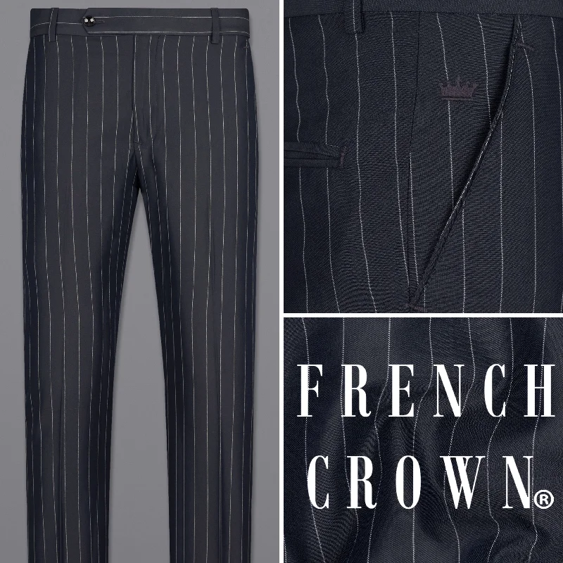 Charcoal Striped Wool Rich Pant