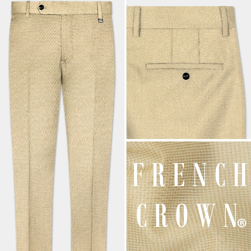 Hampton Cream Houndstooth Textured Wool Rich Pant