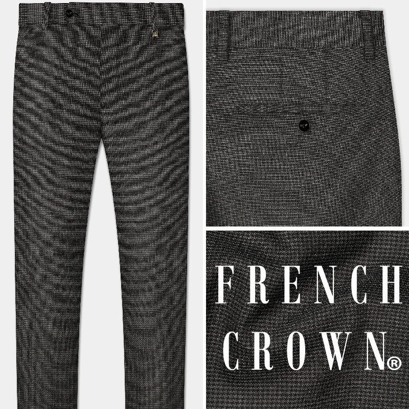 Palazzo Style Women's Printed Trousers in Bohemian PatternsIridium Brown Micro Checkered Wool Blend Pant Palazzo Style Women's Printed Trousers in Bohemian PatternsIridium Brown Micro Checkered Wool Blend Pant