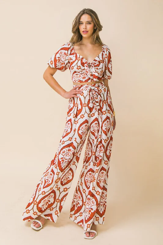 Ankle - Length Women's Printed Joggers for TravelingRESORT WORLD WOVEN TOP AND PANT SET Ankle - Length Women's Printed Joggers for TravelingRESORT WORLD WOVEN TOP AND PANT SET