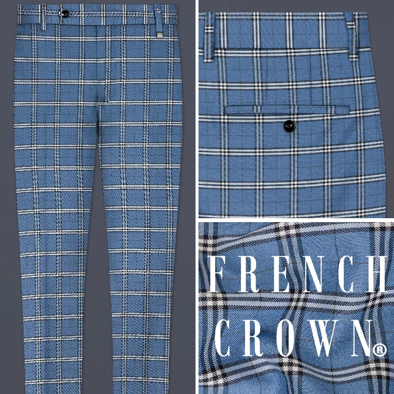 Plus Size Women's Metallic - Finish Joggers for a Stylish LoungeMetalic Blue Plaid Wool Blend Pant