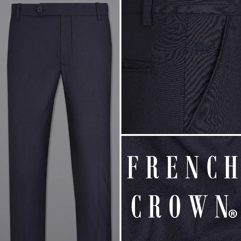 Bell - Bottom Style Women's Denim Pants with Embroidered DetailsNavy Formal Pant