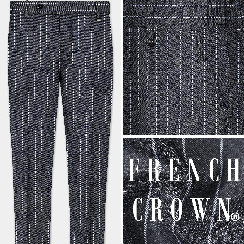 Piano Gray Striped Wool Blend Stretchable Waistband Pant