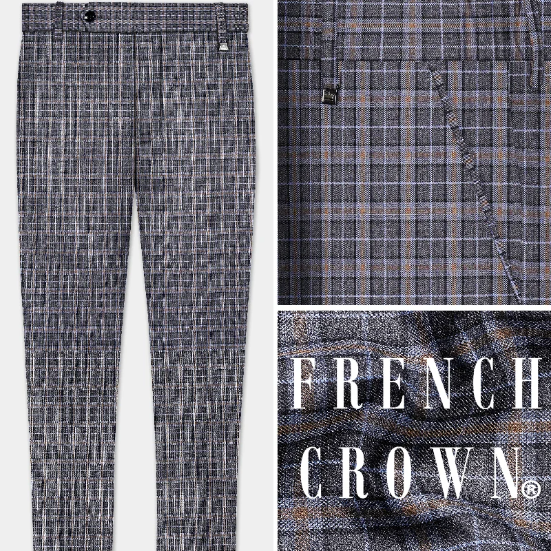 Plus Size Women's Elastic - Waist Culottes in Earth TonesSmokey Gray Plaid Wool Blend Stretchable Waistband Pant Plus Size Women's Elastic - Waist Culottes in Earth TonesSmokey Gray Plaid Wool Blend Stretchable Waistband Pant