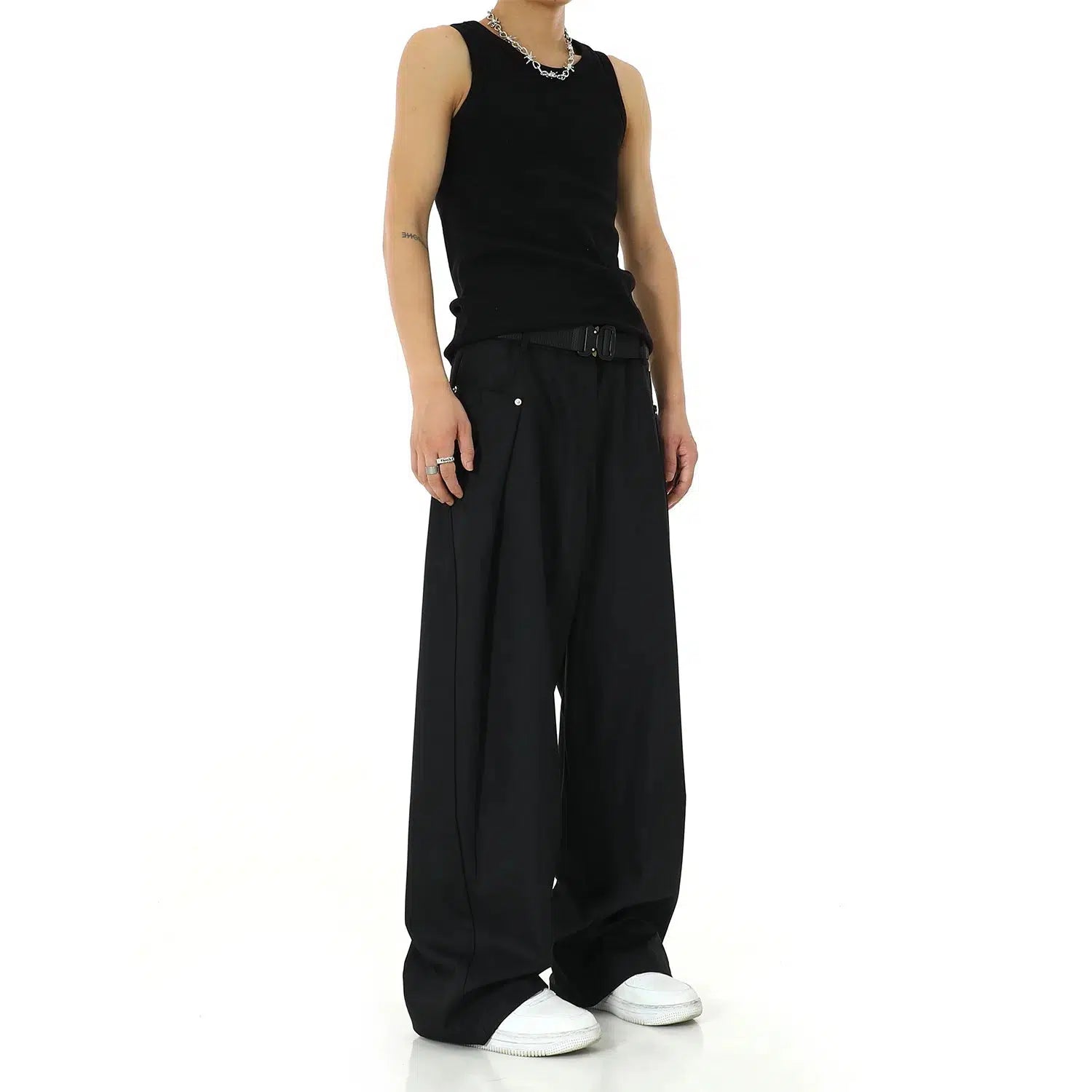 Bootcut Style Women's Stretch Denim Jeans in Dark WashSuit Wide-Leg Loose Pants
