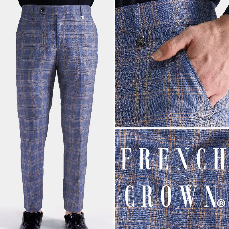 Wide - Leg Women's Chiffon Palazzo Pants for a Flowy AppealWaikawa Blue Plaid Wool Rich Pant Wide - Leg Women's Chiffon Palazzo Pants for a Flowy AppealWaikawa Blue Plaid Wool Rich Pant