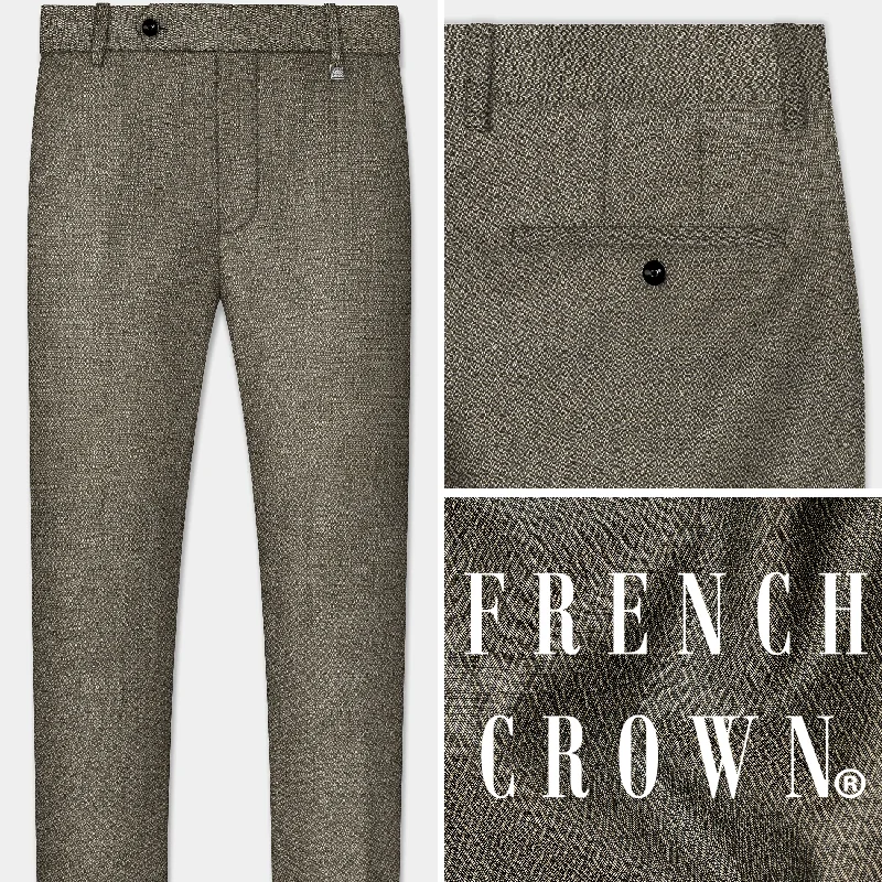 Wenge Brown Dobby Textured wool blend Pant