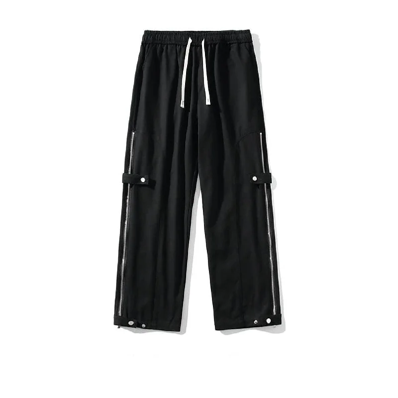 Zipper Straight Overalls Pants