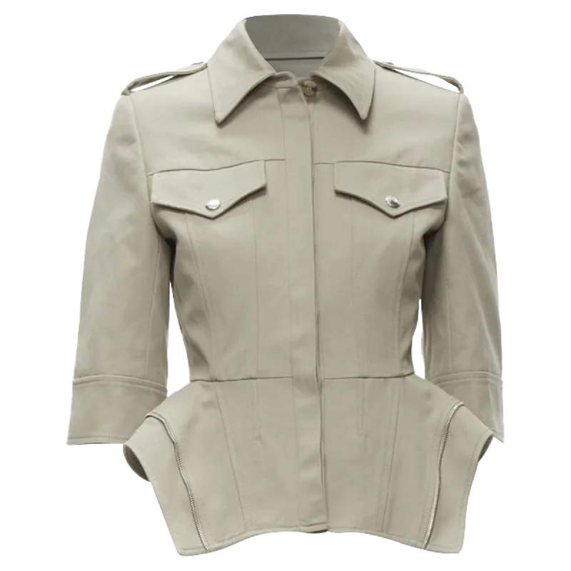 Alexander McQueen  fitted zipper trim peplum utility jacket