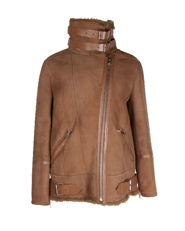 Iro Shearling Jacket in Tan Suede