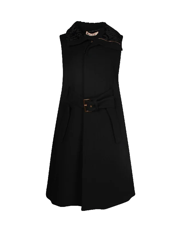 Marni Sleeveless Coat in Black Wool