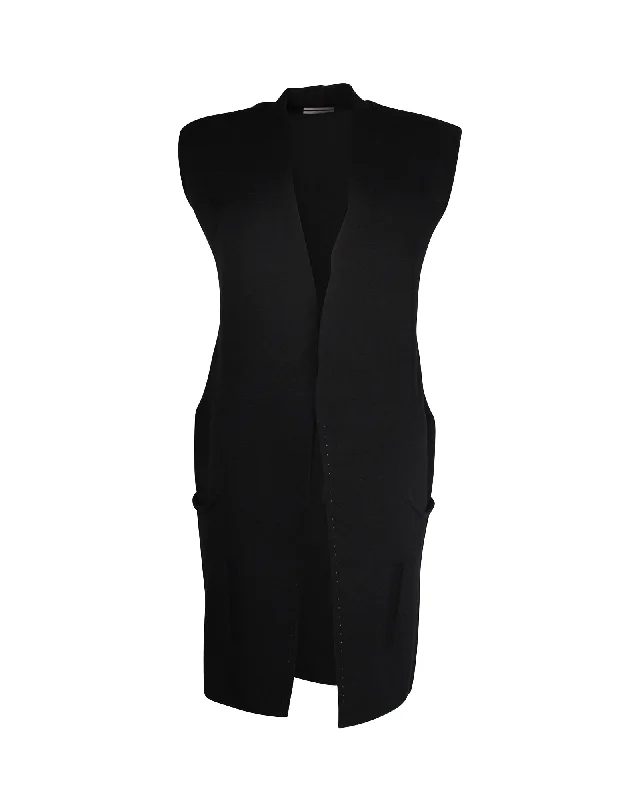 Rick Owens Long Sleeveless Coat in Black Cotton