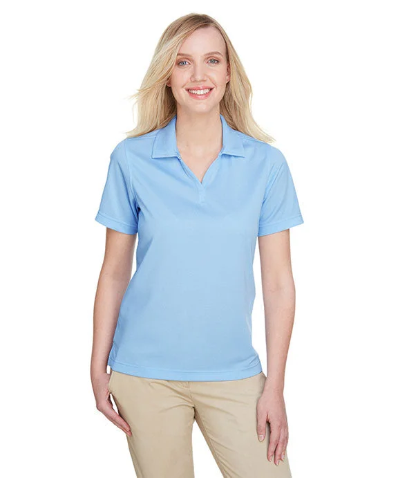 UC102W - UltraClub Ladies Cavalry Twill Performance Polo Shirt | White/Columbia Blue