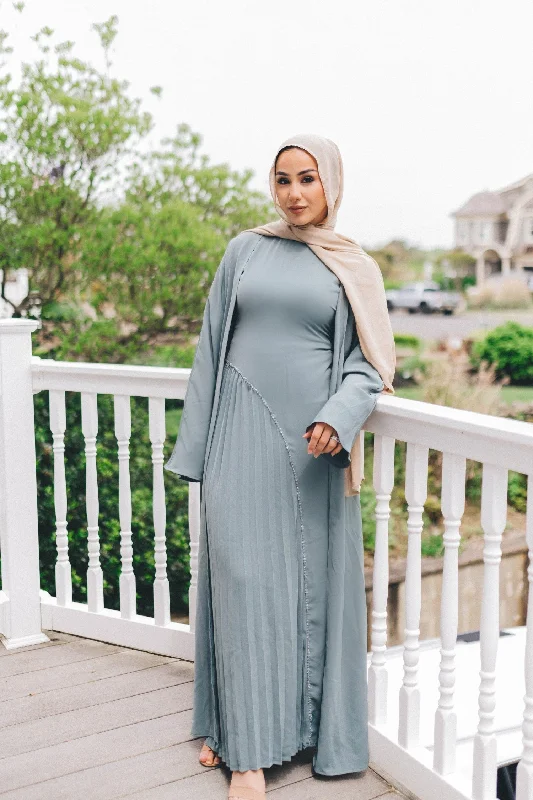 Samira Pleat Abaya Set - Teal