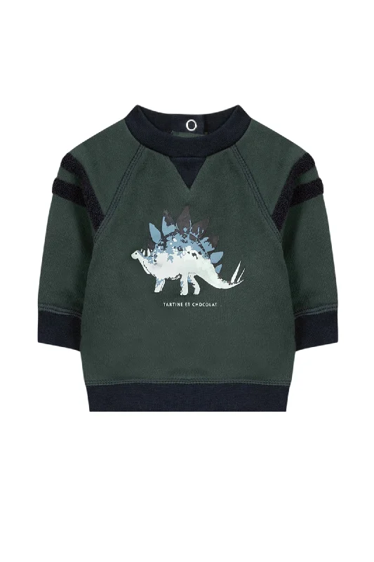 Sweat-shirt - Vert illustration dinosaure