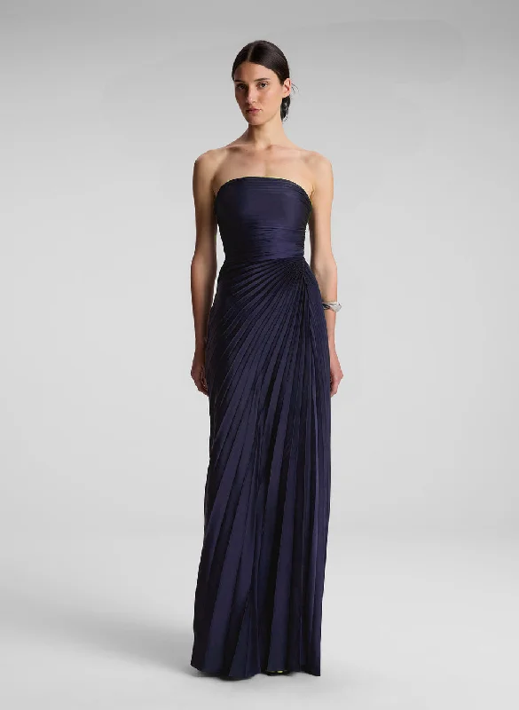 Bianca Strapless Pleated Maxi Dress