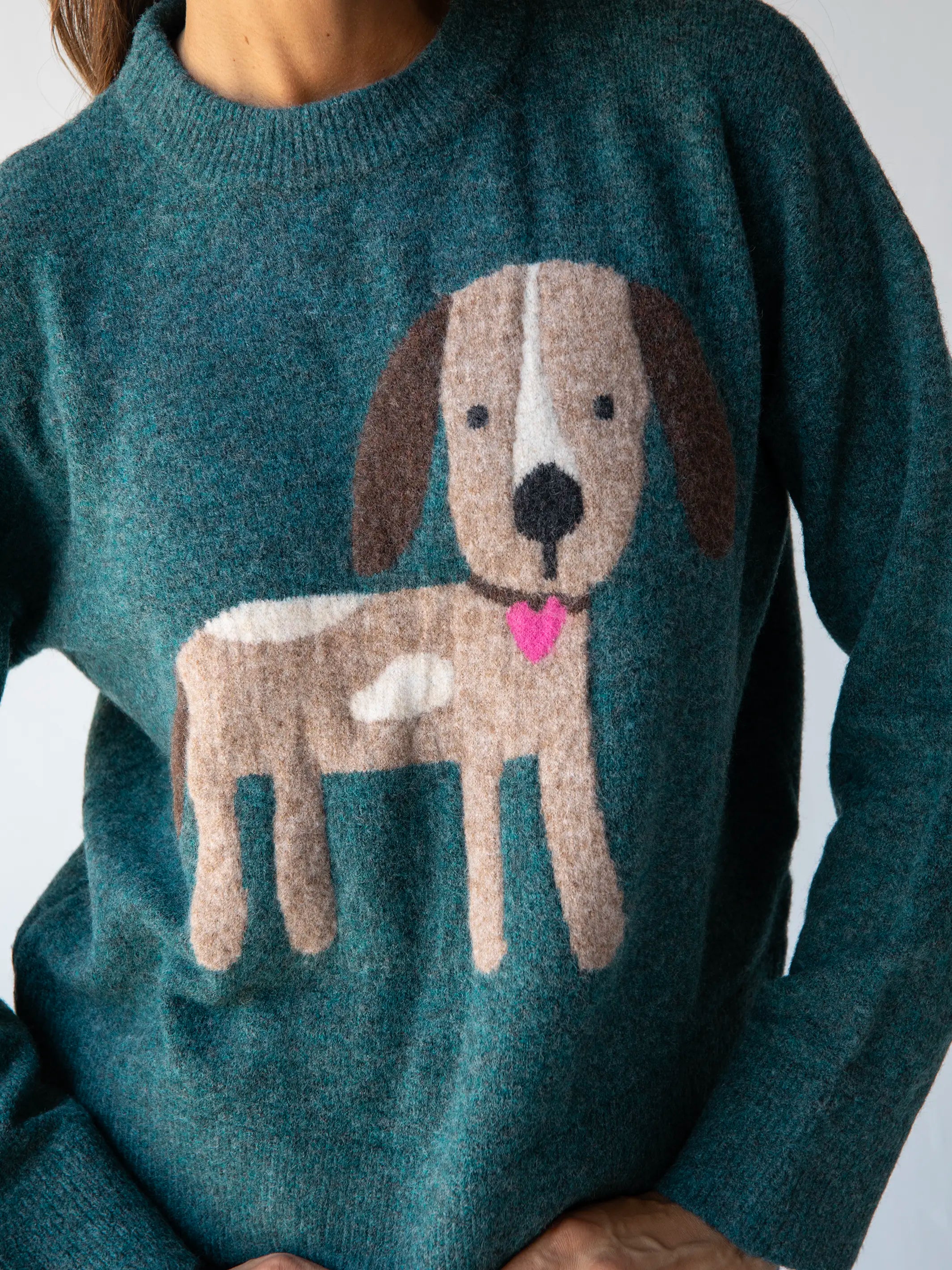 Everyone's Favorite Sweater - Dark Teal Dog