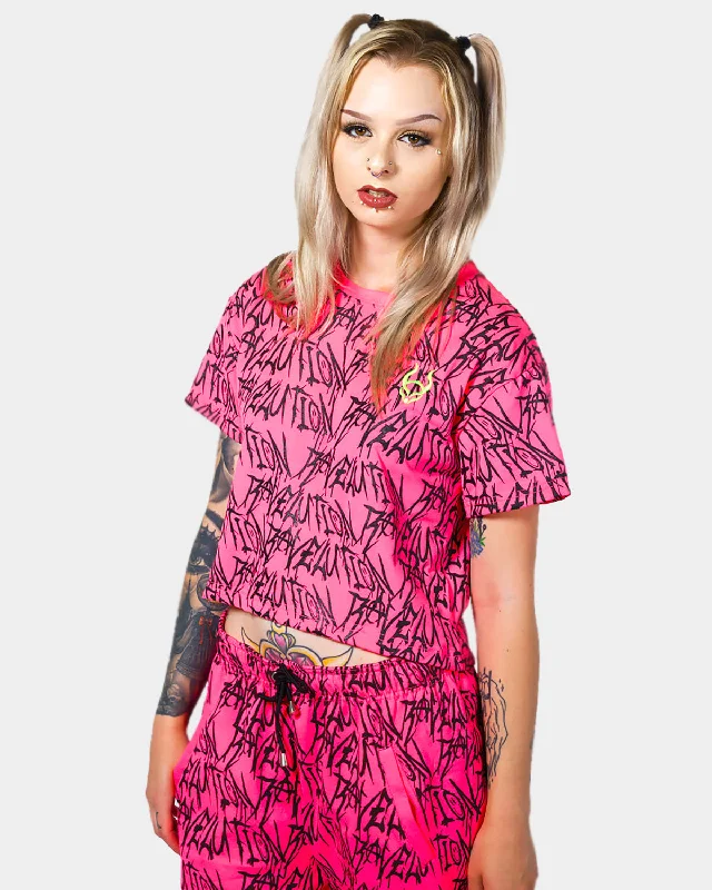 RAVELUTION EASY CROP T-SHIRT UV FLUO PINK