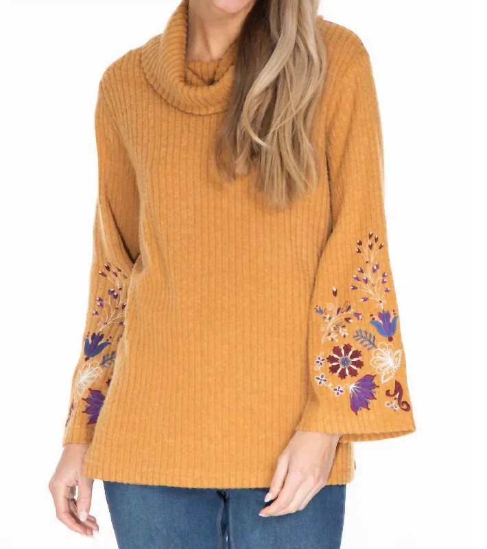 Vanessa Cowl Sweater In Mustard