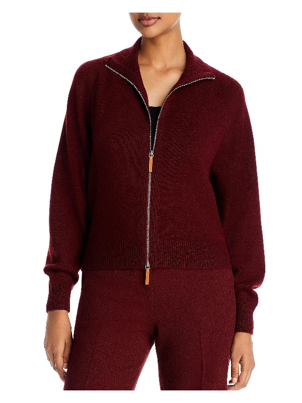 Womens Cashmere Two-Way Zip Cardigan Sweater