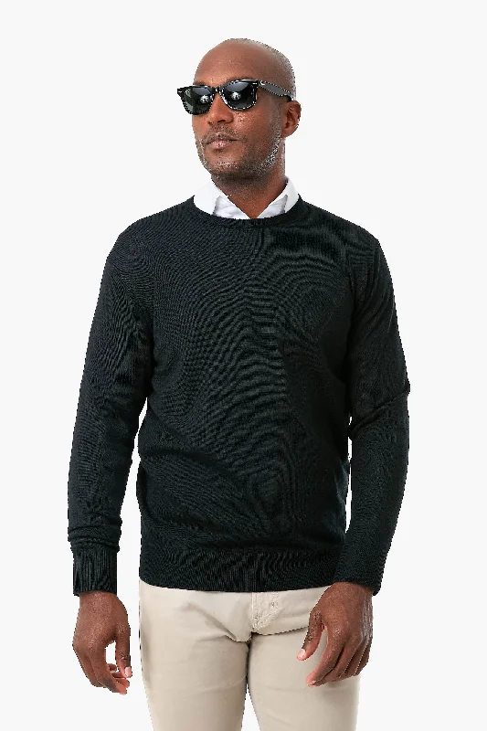 Black Crown Soft Merino-Silk Crew