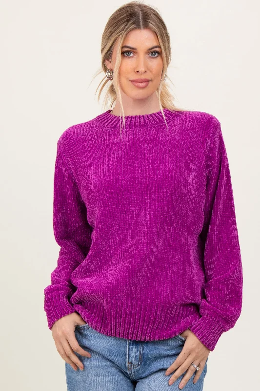 Magenta Chenille Knit Sweater