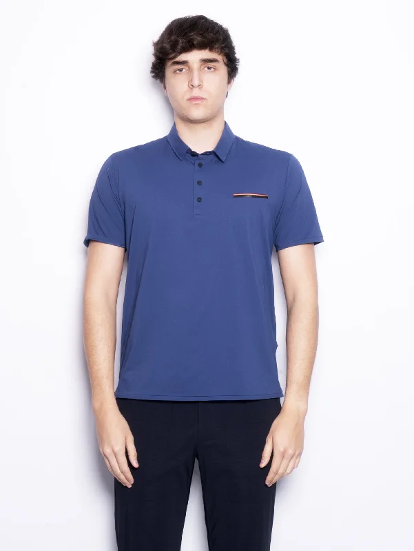 Polo in Tessuto Stretch con Taschino Blu