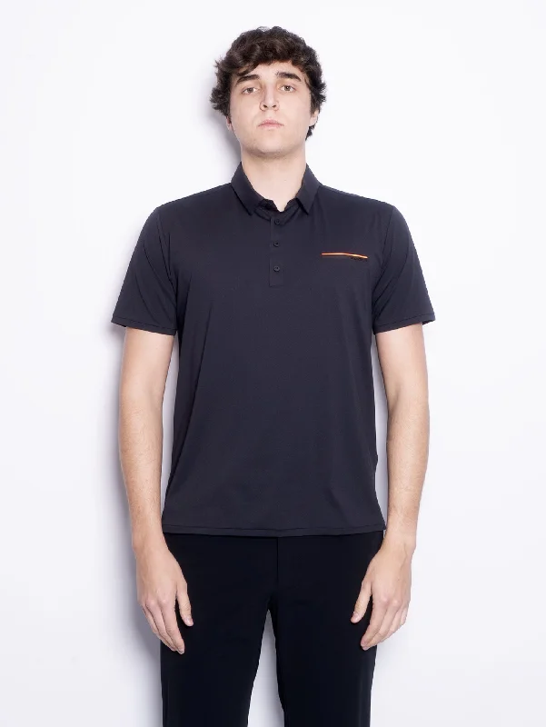 Polo in Tessuto Stretch con Taschino Nero