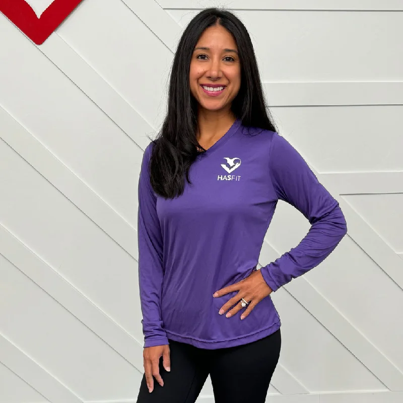 HASfit Performance Layer - Dri-Fit Ladies' Heather V-Neck Long Sleeve Shirt