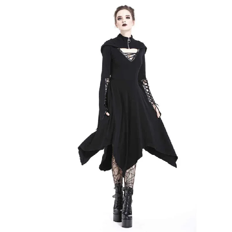 Women's Women's Hooded Long Black Dress